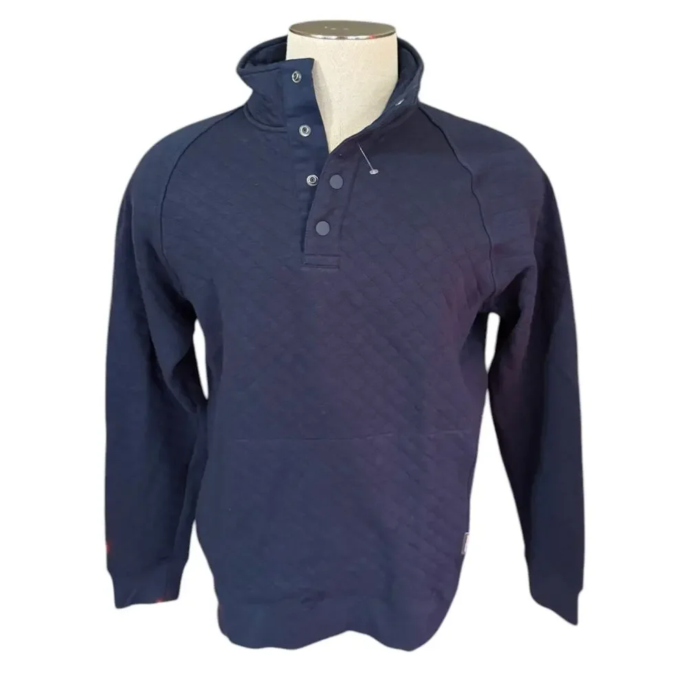 Eddie Bauer Mens Blue Quilted Mock Neck Pullover Sweater Small NWOT